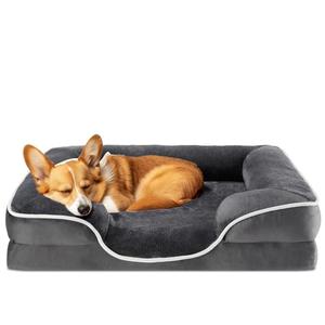 Orthopedic Dog Bed for Medium Size Dogs, Supportive Memory Foam Dog Sofa with Washable Removable Cover Non-Slip Base Waterproof Pet Couch Bed, Grey, 28" L x 23" W x 6.5" Th