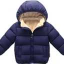 Toddler Baby Hooded Down Jacket Boys Girls Kids Thicken Warm Winter Coat Outerwear 1-7t (18-24 Months, Navy)