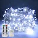 33 FT 100 LED Fairy Lights USB Battery Operated Clear Wire with Remote Control, 8 Modes String Lights with Timer Starry Twinkle Lights for Indoor Bedroom Party Christmas, Cold White