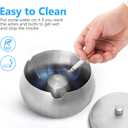 JSVER Stainless Steel Cigar Ashtray with Lids for Home Office Decoration, Outdoor Patio, Balcony (Silver)
