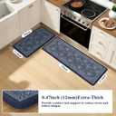 Collive Anti Fatigue Kitchen Mats, Cushioned Kitchen Rugs Set of 2 Waterproof Non Slip Desk Mat, Comfort Standing Rug Dark Blue Floral Carpet for Office, Sink, Laundry, 17.3"x29"+17.3"x47"