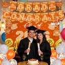 baotongle 2026 Graduation Decorations Themed Set Congrats Grad Backdrop Balloons Banner and Streamers Hanging Swirls Kit for Party Supplies High School College Celebrations(Orange)