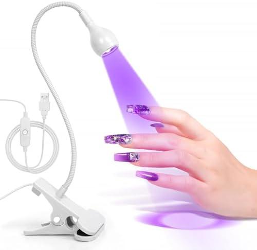 AORAEM LED Nail Lamps 3W Flexible Gooseneck Lamp Quicky Dry Nail Manicure Dryer Gel Polish Curing Light Plug Play Portable Flash Cure Light for Gel Nails Home DIY Professional Nail Tools White