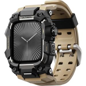 ULTIMAL Rugged Case with Band for Apple Watch 46mm,Compatible with Apple Watch Series 11/10, Military Grade Shockproof Bumper Cover for iWatch Tactical Band Men (46mm,Desert Yellow)