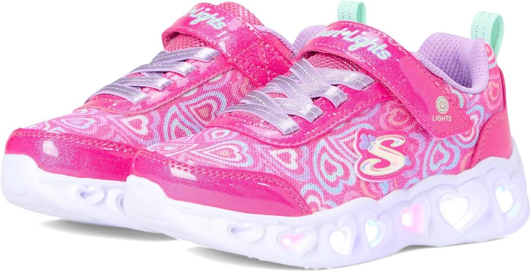 Skechers Girls Heart Lights - Boogie Love (10.5 Little Kid, Hot Pink/Multi)