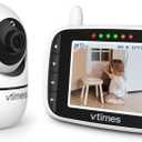 VTimes Video Baby Monitor with Camera and Audio, 3.2" Color LCD Scree, Remote Pan-Tilt-Zoom, Baby Monitor Camera, Infrared Night Vision, Temperature Display, Lullaby, Two Way Audio and VOX Mode