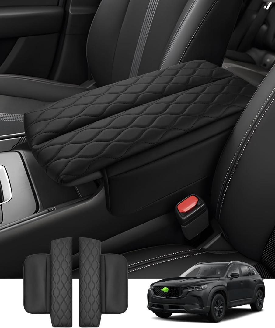 Autorder Center Console Cover for 2023-2025 2026 Mazda CX-50 CX50 Accessories Armrest Cover Leather Armrest Cushion Anti-Scratch Protector with Pockets