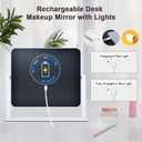 YEKKOPT Rechargeable Vanity Mirror with Lights, 14"12" LED Makeup Mirror, Smart Touch Control, 3 Color Lighting with Adjustable Brightness,Cosmetic Mirror for Bedroom, Vanity Desk, Beauty Routine