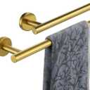 JQK Bath Towel Bar, 27 Inch Brushed Light Gold Towel Rack Bathroom, 304 Stainless Steel Thicken 0.8mm Towel Holder Wall Mount, Useable Length 24 Inch 2 Pack, TB110L24-BG-P2