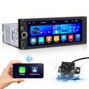 LUSSUVOX Wireless Single Din Car Stereo-Apple CarPlay, Android Auto, 6.86 Inch Touchscreen Car Radio Receiver, Bluetooth, Backup Camera, GPS Navigation, Mirror Link