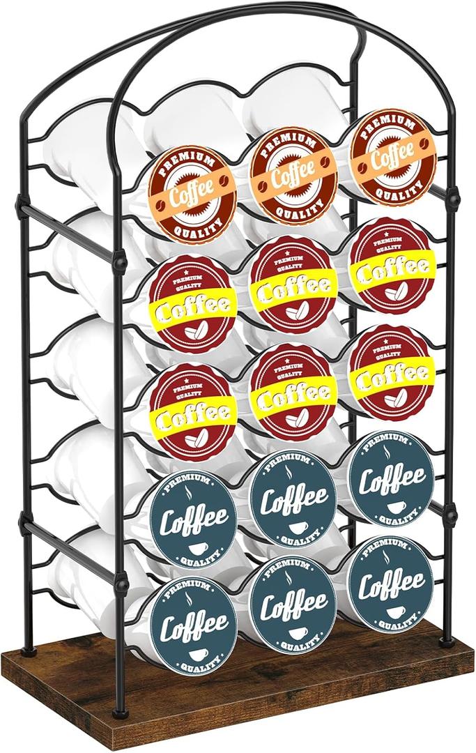 K Cups Holder,Coffee Pod Holder,Coffee Pod Organizer for Coffee Bar, Cunter, Home or Office Kitchen Counter Organizer (Capacity of 30 Pods, Brown)