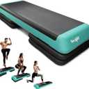 Yes4All Adjustable Workout Aerobic Exercise Step Platform Health Club Size with 4 Adjustable Risers Included and Extra Risers Options (A. Green/Black)