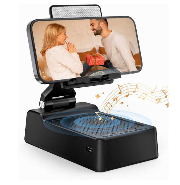 Gifts for Men Women, Phone Stand with Bluetooth Speaker, HD Surround Sound Speaker, Compatible with all iPhone/Android phones iPad Kindle, Cool Gadget Gift for Men Women Dad Mom Christmas Birthday