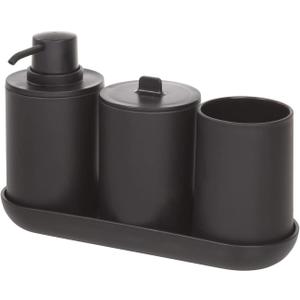 iDesign 28737ES Cade 4-Piece Bathroom Accessory Set, Matte Black, 24.5 cm x 8.9 cm x 16.2 cm