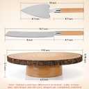 Cake Turntable 12" Wooden Cake Stand with Cake Cutting Set Rustic Cake Stand for Wedding/Party/Baby Baptism/Reception Event/Rotating Cake Display Stand