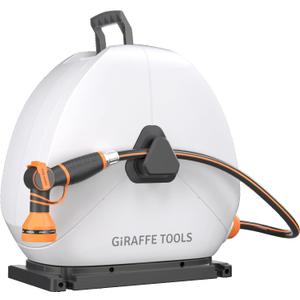 Giraffe Tools Retractable Heavy Duty Hose Reel, 5/8" x 92FT Automatic Rewind Garden Hose Reel with 360 Swivel Base, Ground Mounted for Lawn, Patio, Concrete Floor & Yard Watering