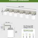 Brushed Nickel Bathroom Light Fixtures, Modern Vanity Lights with White Glass Lamp Shade, Bathroom Lighting Fixtures Over Mirror, Restroom Vanity Lighting Fixture, 6-Light 46 Inch
