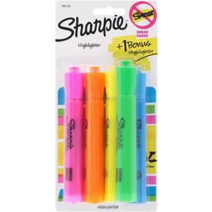 SHARPIE Tank Highlighters, Chisel Tip, Assorted Colors, 4-Count + 1 Bonus, Pack Of 2
