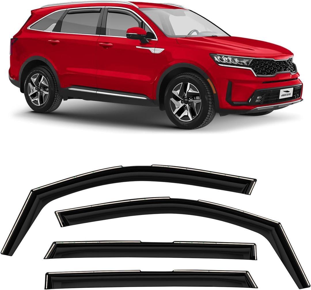 Voron Glass in-Channel Extra Durable Rain Guards for Kia Sorento 2021-2025, Window Deflectors, Vent Window Visors, 4 Pieces - 220216