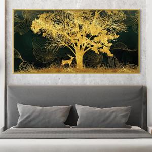 CIRABKY Black and Gold Tree Wall Art Living Room - Large Canvas Wall Art Bedroom - Home Office Decor Wall Size 29" x 59"