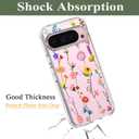 Unov Case Compatible with Pixel 9 Pixel 9 Pro Case Clear with Design Soft TPU Shock Absorption Slim Embossed Pattern Protective Back Cover (Aesthetic Flower)