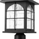Solar Post Light Outdoor, Dusk to Dawn Outdoor Post Lamp, 3-in-1 Mounting (Pier/Pole/Hanging), Wireless Black Waterproof Fence Pole Light with Seeded Glass for Garden Yard Patio Entryway