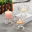 Tealight Candle Holder Set of 6, Clear Glass Tealight Holder with White Tealights, Candle Holder for Tea Lights/Pillar Candles, Table Decoration, Wedding, Birthday, Individual Candle Creations