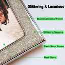 Enamel Picture Frames 4x6, 4 by 6 Silver Glittering Photo Frame with Real Glass & Velvet Back, Sparkling Metal frame for Tabletop or Wall, Amazing Weddings Graduation Gift & Wall Art Decor