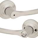 Kwikset Henley Interior Privacy Door Handle with Lock, Door Lever For Bathroom and Bedroom, Satin Nickel Reversible Keyless Turn Lock, with Microban Protection (1 Pack)
