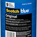 ScotchBlue Original Multi-Surface Painters Tape, 1 Inch Wide (0.94 In. x 60 Yds), 9 Rolls, Blue Paint Tape Protects Surfaces and Removes Easily, Masking Tape for Indoor and Outdoor Use (2090-24AP9)
