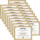 Hoikwo 18 Packs 8.5x11 Gold Multi Plastic Picture Frames Set with Plastic Cover, Certificate Frames for Document Diploma Award, Light Weight Bulk 8.5 by 11 Frames Pack for Wall Hanging and Table