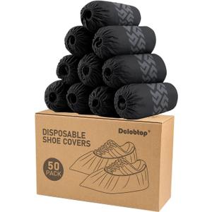 Recyclable Shoe Covers Disposable - Black Shoe Covers for Indoors,50Pcs Booties for Shoe cover, Fits Up To 11 US Men and 13 US Women Size, Recyclable Non-Woven Fabric (Black Set of 50(XL))