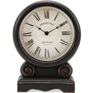 NIKKY HOME Mantel Clock, Retro Desk Clock Silent-Non-Ticking Battery Operated Wooden Mantel Clock for Living Room, Bedroom, Shelf Decoration, Fireplace, Farmhouse Decor