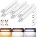 12" Ultra-Thin Under Cabinet Lighting Wireless, Aluminum Alloy Under Counter Lights for Kitchen, 3-Color-Temps Magnetic Closet Lights, Rechargeable Motion Sensor Light Indoor (6 Pack, Silver)