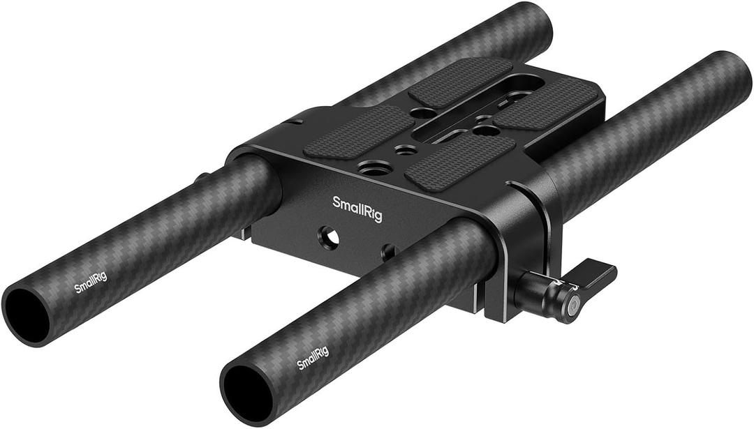 SMALLRIG Camera Base Plate Kit with 15mm LWS Rod Rail Clamp, Carbon Fiber 15mm Rods (8'' / 20cm), for Sony A6500 A6600 A6300, for Canon R5 R6, for Sony A7SIII / A7III, Both for Cameras & Cages - 5609
