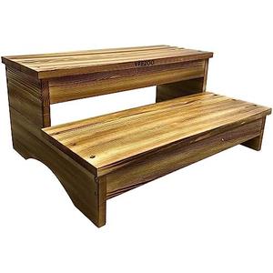 Long Wooden Step Stool, 2 Steps Wood Stool with Non-Slip Pads for Kitchen high Bed for Kids, Adults and Elderly (26.8" L*20.1" W*11.8" H) Long Wooden Step Stool, 2 Steps Wood Stool with Non-Slip Pads for Kitchen high Bed for Kids, Adults and Elderly (26.8" L*20.1" W*11.8" H)