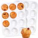 Muffin Pan - 12 Cups Silicone Muffin Pan Non-Stick Food Grade Silicone Cupcake Pan for Muffins,Tart, BPA Free - Standard Cup Size - Diameter 2.8" Depth 1.2" - Set of 2 Cream With Rainbow Dots