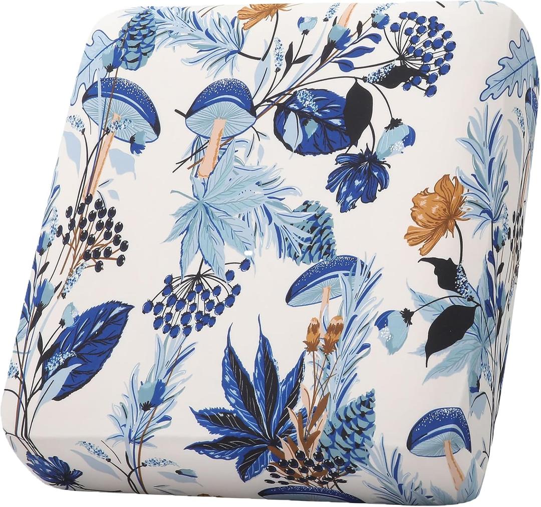 hyha Printed Couch Cushion Covers, Floral Sofa Covers Washable for 3 Cushion Couch, Stretch Pattern Outdoor Cushion Covers for Patio Furniture with Elastic Bottom(Large, Mushroom Flowers)