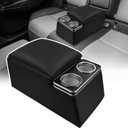 Universal Truck Seat Organizer with Cup Holders, Rear Bench Seat Center Consoles with Armrest Middle Storage Box, Padded Top Lid for Armrest, Black