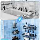 Shower Caddy 7 Pack, Adhesive Bathroom Shower Organizer for Bathroom Storage, No Drilling Large Capacity Rustproof Stainless Steel Shower Shelves Rack for Bath, Black