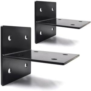 (2 Pack) Hidden Joist Bracket Fixed Base for 6x6 Beams, 5mm Thickness Carbon Steel Connectors T Tie Heavy Duty Beam Bracket, Black