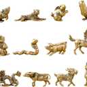12 Pieces Chinese Zodiac Set Brass Figurine Vintage Birthday Gifts Animal Statue Mini Zodiac Statues for Office Desktop Home