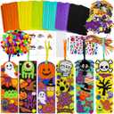 Winlyn 36 Sets Halloween Craft Kits Fall Kids Crafts DIY Halloween Bookmarks Art Sets Pumpkin Jack-O'-Lantern Bats Monster Foam Stickers Arts and Crafts for Kids Classroom Activities