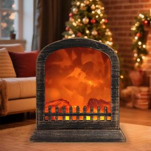 Fireplace Lanterns Decorative,Small Flame Effect Lamp,LED Fake Fire Place,USB Powered Electric Fireplaces Light,Indoor Outdoor Home Decor Christmas Ornament