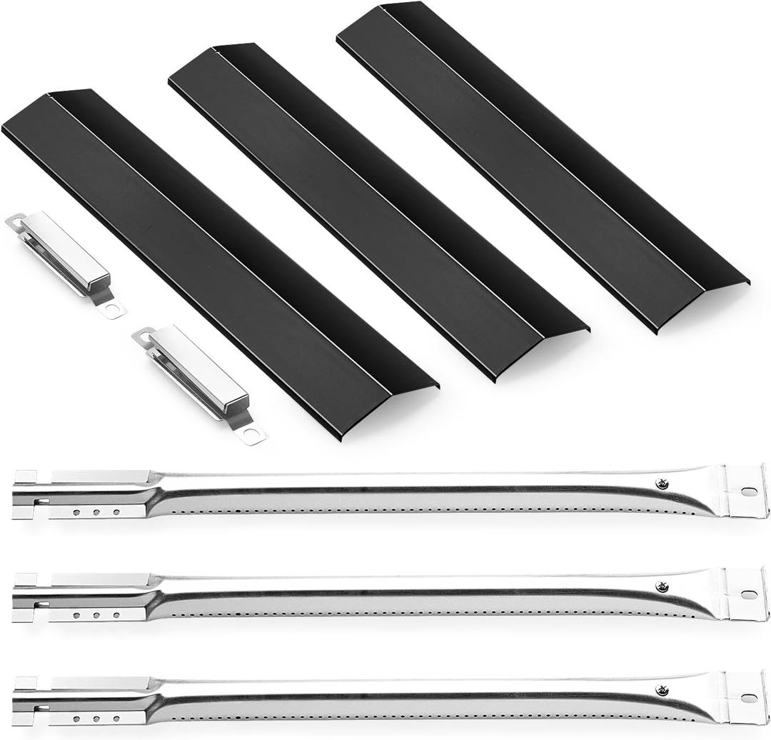 Grill Replacement Parts for Oklahoma Joe's Longhorn Combo 3-Burner Charcoal/Gas Smoker, Heat Plate Shield 1767017 1767054 16202046 Grill, Grill Parts Burner Tube & Crossover Tubes for Oklahoma Joe