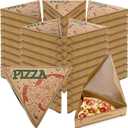 Cididu 100 Pack Pizza Slice Box, Single Disposable Pizza Slice Storage Container, Bulk Pizza Take Out Tray, 9.2'' x 9.0'' x 1.7'' Kraft Triangle Boxes for Leftover Pizza, Birthday Wedding Party Favor