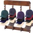 Wonderjune Wooden Hat Racks for Baseball Caps,40 Slots,Four Times,Baseball Cap Display Racks Vertical Class for Hats,Hat Organizer Wood Cap Hanger for Bedroom,Living Room,Entryway,Brown