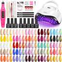 Nail Polish Kit with UV Light 25 Colors Gel Polish Starter Kit (Black)