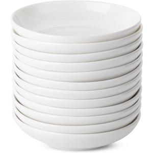 Brew To A Tea - Ceramic Porcelain Dipping Bowls, 3 Oz, Set of 12, White, Modern Style, Round Shape, Classic Theme, Oven Safe, Microwave & Dishwasher Safe