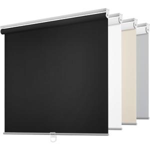ChrisDowa Cordless Free-Stop 100% Blackout Blinds for Windows, Roller Windows Shades with Thermal Insulated, UV Protection Fabric for Living Room, Office and Home. Easy to Install.Black,22" W X 72" H